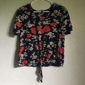 Ditsy Floral Tie Top Blouse